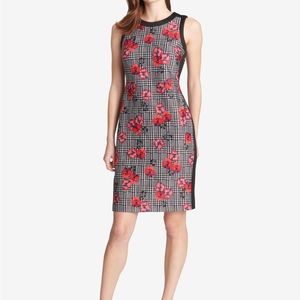 Tommy Hilfiger Womens Black Printed Contrast Trim Sheath Dress 14